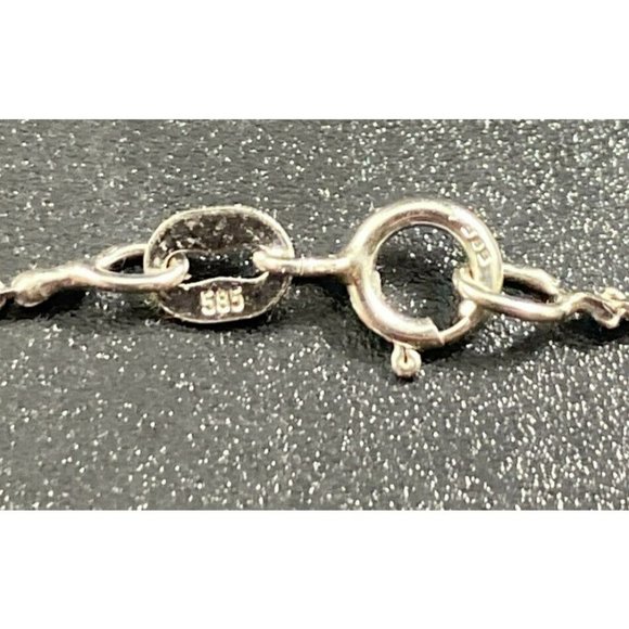 14k Ireland Claddagh Heart Hands Pendant White Gold Chain Link Necklace 17.5in - Picture 5 of 8